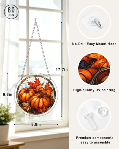 Image of Acrylic Jigsaw Puzzle Suncatcher Maple Leaf Pumpkin Adult Puzzles Gift 9.8 inch