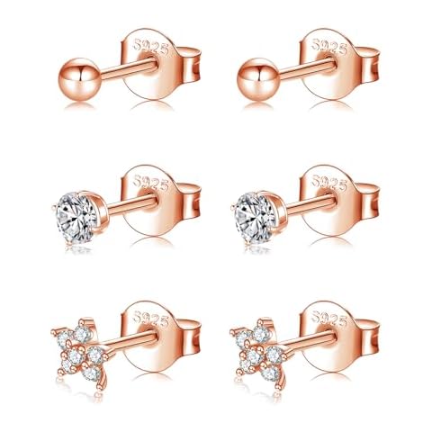 Sterling Silver Rose Gold Stud Earrings Set Cover
