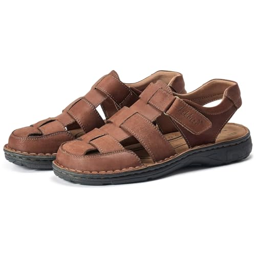 Image of Arkbird Men's Sandals, Closed Toe Leather Fisherman Outdoor Hiking Sport Shoes Summer