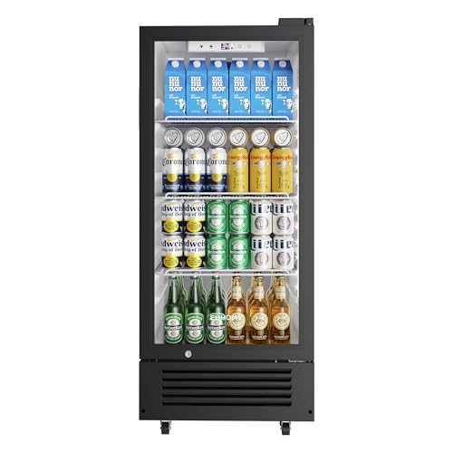 Image of EUHOMY 6 Cu.Ft Commercial Refrigerators with Double-Tempered Glass Door, Beverage Refrigerator with Lock and Adjustable Shelves, Display Fridge with LED Light for Bar, Office, Restaurant, ETL Listed