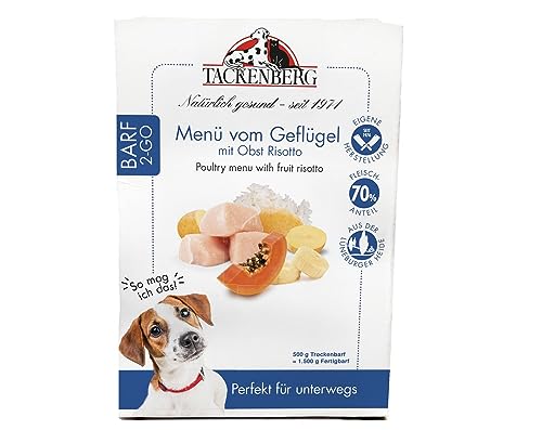 TACKENBERG Complete – Barf 2 Go-Menü vom Geflügel mit Obst Risotto für Hunde, 500 g