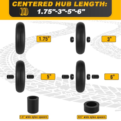 4.00-6 Flat-free Tire and Wheel, 13" Wheelbarrow Wheels and Tires with 5/8" or 3/4" Bearings 4.00-6 Solid Tires Replacement for Wheelbarrow, Gorilla Cart, Hand Trucks, Garden Carts(2 PCS) - Thumbnail 5