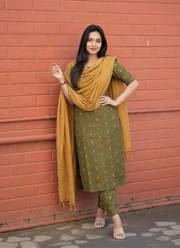 Image of ANNI Designer Women's Purple Printed Kurta Set | Pure Viscose 3 Piece Ethnic Suit Set with Pant & Dupatta | Festive for Women | Cotton Kurta Sets for Woman