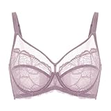 [DOBREVA] ブラジャー 大きいサイズ レディース レース シースルー セクシー ワイヤー入り パッドなし 小さく見せる ローズブラウン F70