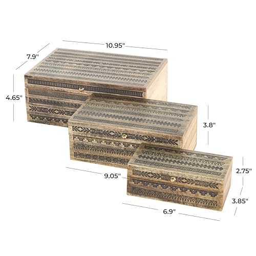 Deco 79 085817 Mango Wood Geometric Handmade Decorative Box Storage Decorative Keepsake Box thumb #2