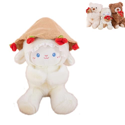 Ramo de ovejas de peluche, 29,9 cm, adorable rosa de peluche con sombrero extraíble que se convierte en un ramo de flores, ultrasuave e interactivo, suave y esponjoso (Color3)