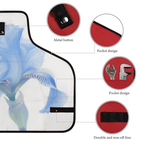 Delantal Azul Floral con 8 bolsillos para hombres y mujeres miniatura 3