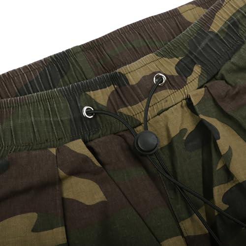 XKBHYD Womens Parachute Pants Y2K Baggy Cargo Gothic Elastic Waist Harem Pants Cargo Pockets Grunge Punk Trousers Camouflage - Image 2