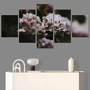 SIGNWIN 5 Panel Canvas Wall Art Pink Fields...