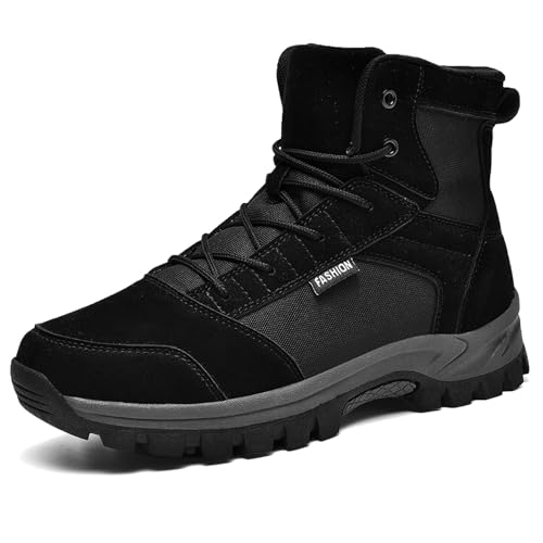 Image of Men's Hiking Boots 6 Inches Tactical Work Boot Lightweight Suede Leather Military Combat Motorcycle Boots-black39