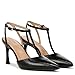 Naturalizer Womens Astrid Pointed Toe T-Strap Pump Black Leather 6.5 M