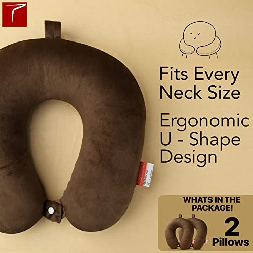 Image of Trajectory Supercomfy Brown Neck Pillow Rest Cushion for Travel in Flight car Train Airplane with 2 Years Warranty for Men and Women(Pack of 2)