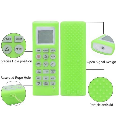 Image of Silicone Cover Compatible with LG Split /Window Inverter Air Conditioner Remote Control, Shockproof, Stylish, Easy to find in Darkness - Glow in Dark Green-1