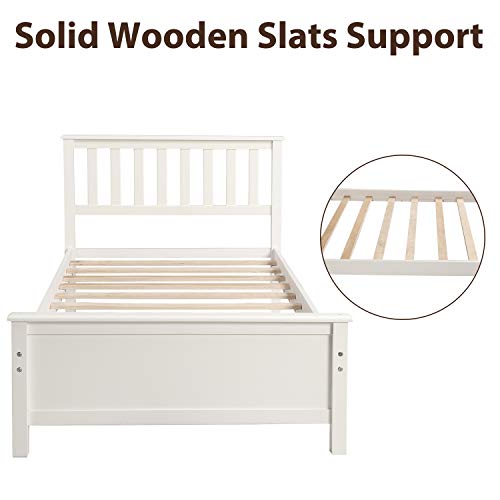 Harper & Bright Designs Twin Platform Bed Frame With Storage Drawers Kids (White-2) #TOP5