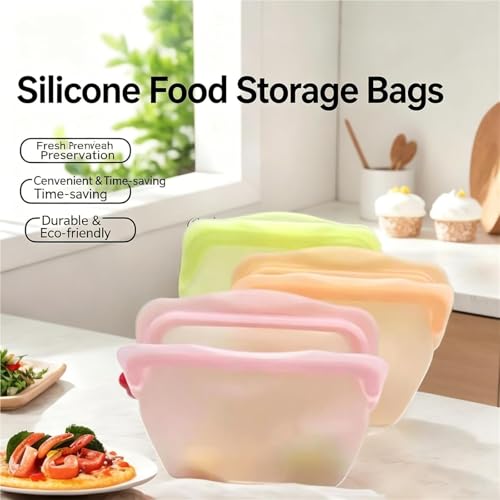 Bolsas de silicona para alimentos de 1000ml pack de 3 reutilizables herméticas 6