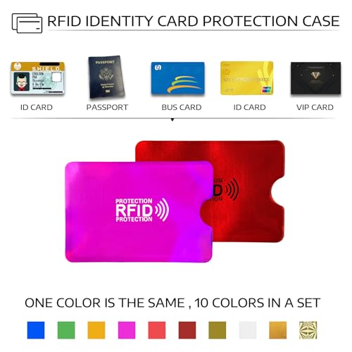 BLMHTWO 10 Stück KreditkartenhüLle, RFID Blocker KartenhüLle Buntes RFID Abschirmung HüLle ec Karten SchutzhüLle für Kreditkarten FüR Damen und Herren, GeldböRse, Reisepass