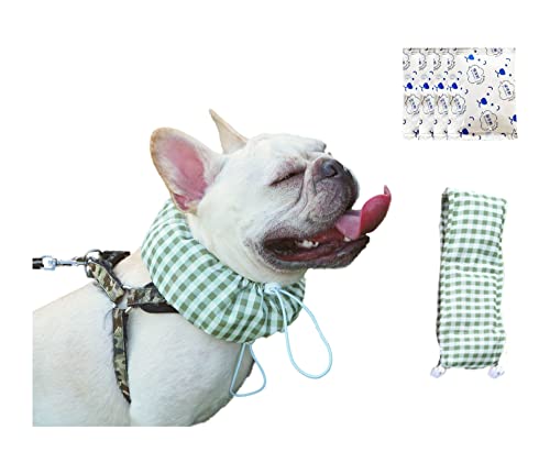 犬 クールネック クールバンド 熱中症対策 暑さ対策 国産保冷剤付き クールバンダナ ネッククーラー ペット用 犬用 猫用 首ひんやり 冷感 首冷やす つめたい 小型犬 中型犬 大型犬 かわいい 散歩 (L, チエック 緑)