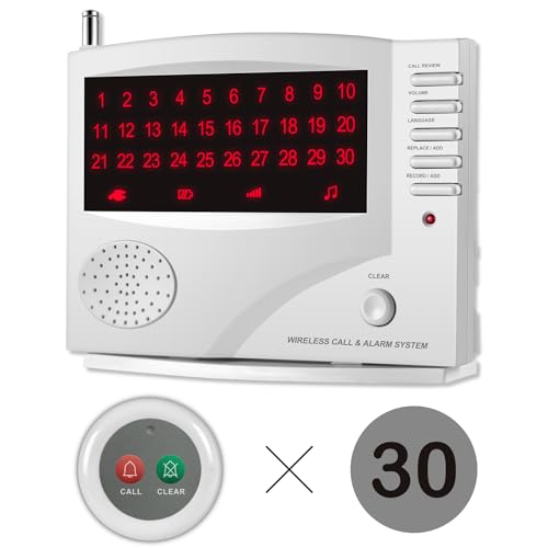 SYNLETT Nurse Call System with 30 Dual Function Call Buttons and 1 Central Monitoring Unit White
