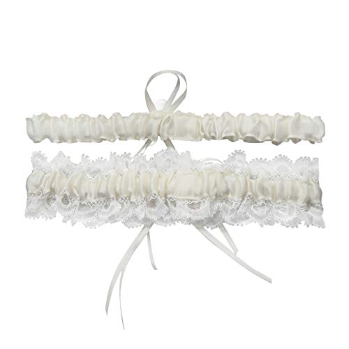 Ayliss Wedding Garter for Bride Stretch Prom Garters Bridal Leg Garter Set (Beige)
