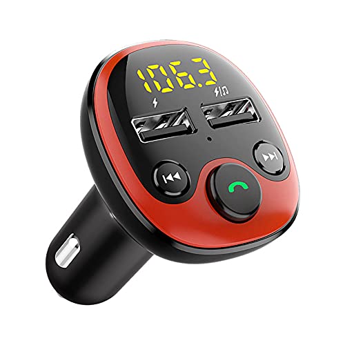 Bluetooth FM Transmitter for Car, BT5.0 Wireless FM Radio Adapter Car Kit with Dual USB Ports Support USB, TF Card Mp3 Player