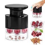 Generisch Kirschentkerner 2025, 7-Fach Schnellentkernung, Manueller Entsteiner für Kirschen und Oliven, mit Spritzschutz und Auffangbehälter, Spülmaschinenfest, Schwarz (Schwarz)