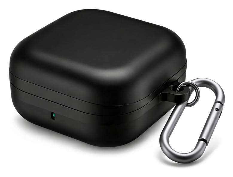 Image of YellowInc Suede Leather Texture Case Cover for Samsung Galaxy Buds 4 and 4 Pro with Heavy Duty Carabiner (Black, Leather Suede)