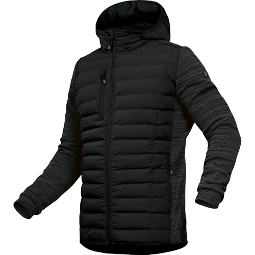 Leibwächter Hybridjacke Herren mit Kapuze – Schwarz – L – Moderne & Wärmende Jacke – Allwetter Hybrid Steppjacke Übergangsjacke – Strapazierfähige Reißverschluss Taschen