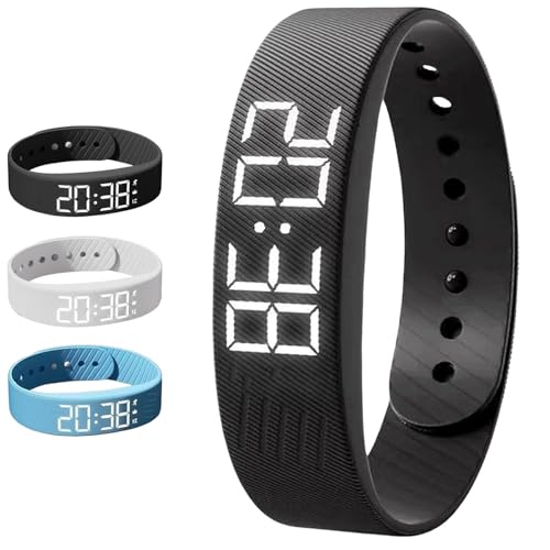 Alarm Clock Watch, Wake Up Alarm, Vibrating Alarm Reminder Watch for Deep Sleepers, Snooze-Free Smart Watch for Men and Women (Black)