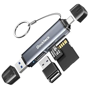Dockteck SD Card Reader, 5G Super Speed USB3.0 SD/TF Card Reader, 3-Slot USB A/C to SD/Micro SD/USB A Memory Card Reader for UHS-I SD/Micro SD/SDHC/SDXC/MMC, Support OTG for Plug&Play