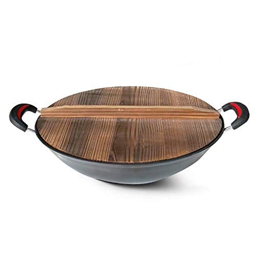 Wok grande de hierro fundido para inducción 34-38 cm