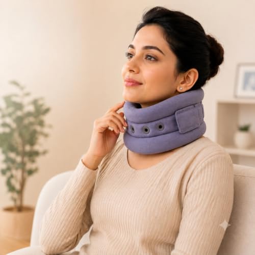 Opuln Soft Cervical Collar for Neck Support Adjustable Orthopedic Neck Brace for Cervical Pain Relief Stiff Neck Spondylosis Support & Recovery Lightweight & Breathable (M)