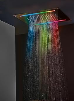 Foto di MAPLES - Soffione da incasso con cascata e cromoterapia made in Italy in acciaio inox a specchio