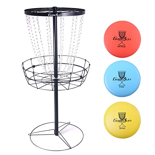 Gamesun Disc Golf Basket, Disc Golf Target with 3 disc, PDGA Standard Size Disc Golf Target with 12 Heavy Duty Chains - Thumbnail 3
