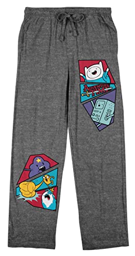 Adventure Time Characters and Logo Men's Charcoal Heather Drawstring Sleep Pants