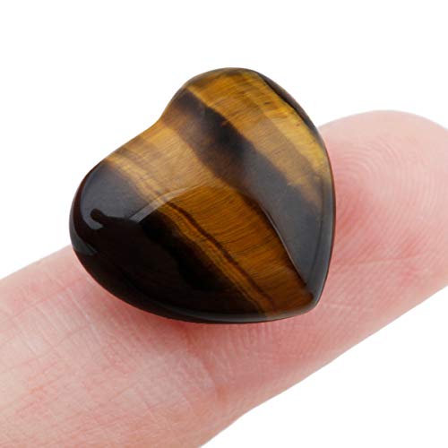 KYEYGWO Natural Tiger Eye's Stone Puff Heart Healing Crystals Love Stone - Image 2