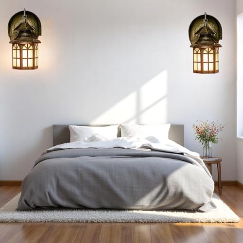 Image of GreyWings Copper Antique Wall Light for Home Iron & Glass Vintage Lantern Wall Lamp with Decorative Wall Light (Bulb is not Included) Pack of 3