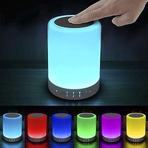 Elecstars Touch Bedside Lamp – with Bluetooth Speaker, Dimmable Color Night Light, Outdoor Table Lamp with Smart Touch Control, Best Gift for Men Women Teens Kids Children Sleeping Aid