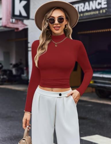 Image of Ekouaer Womens Turtleneck Shirts Long Sleeve Lightweight Fitted Thermal | Mock Neck, Soft Base Layer Tops, Underwear Stretchy Fit, Buttery Soft Undershirts, Fashion Winter Clothes