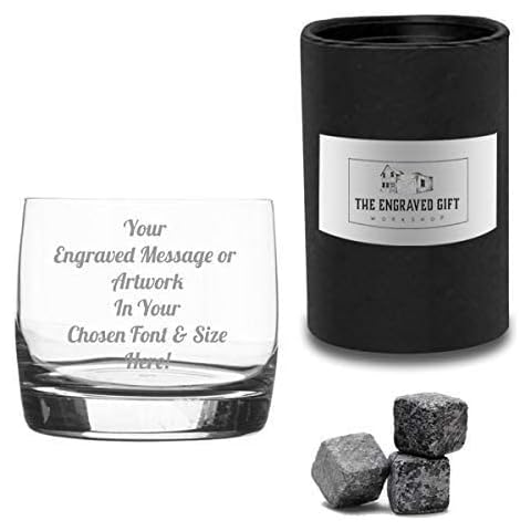 Personalised Whiskey Glass Gift Set with Stones Cover