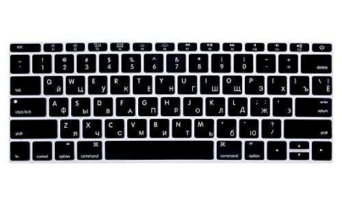 HRH Russian Language Silicone Keyboard Cover Skin for MacBook New Pro 13" A1708 A1988 No Touch Bar (2018 2017 2016)&12" A1534 with Retina Display(2015)&A1931(2018) USA Layout Keyboard Protector