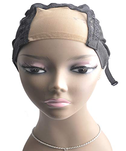 5 Pieces U Lace Wig Cap Black for Women for Making Wigs with Adjustable Strap on the back Weaving Cap one Size Glueless Wig accessories Caps