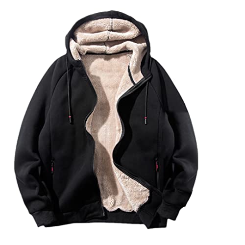 Sweat à capuche en polaire épaisse homme veste chaude noire zippée veste hiver XS