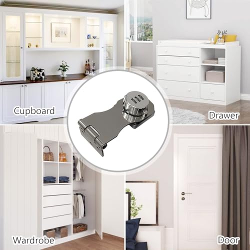 Überfalle mit Zahlenschloss, Schrankschloss 5 Zoll Möbelschloss Passwort Türriegel Schloss 3-Stelliges Zahlenschloss mit Schraube Sicherheitsüberfalle für Outdoor Garage Garten