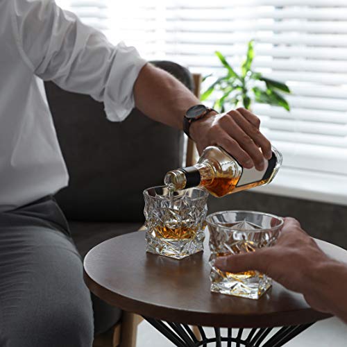 Diamond Cut Whiskey Glass Pair Dishwasher Safe, Unique Gift, Great For Scotch Or Whiskey, 8Oz Glass Liquor Or Bourbon Tumblers (2Pk) By Fine Occasion #TOP5
