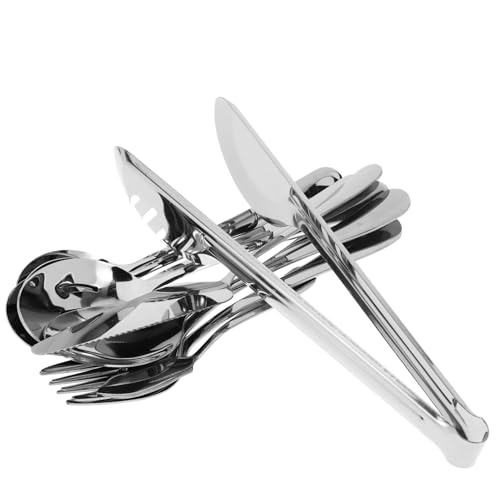 Garneck Cubiertos de Acero Inoxidable para Servir con Cuchara Tenedor y Espátula Utensilios Resistentes y Reutilizables para Restaurante y Hogar Estilo Occidental Elegante y Práctico