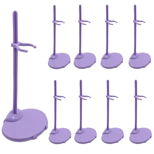 Image of 10 PCS Action Figure Holder Display Stands, Acrylic Stands for Model with Adjustable Waist Clip, Plastic Holder Stand for 11 to 13 Inch Figure Accessories (Purple)