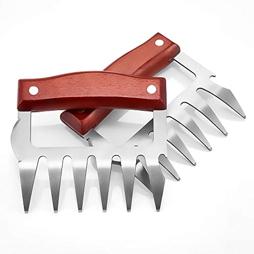 Meat Shredder Claws, Stainless Steel Bbq Meat Claws For Shredding Meat With Wood Handle #TOP6
