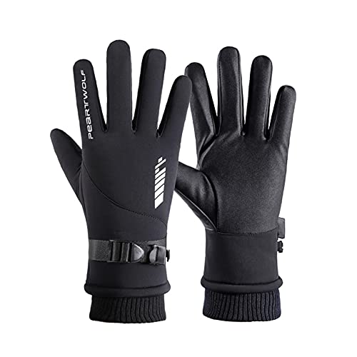 JUBANGLIAN Hiver Ski Gants pour Hommes & Femmes Imperméable Chaleur Épaissir Adulte Écran Tactile Mantaines pour Temps Froid Course Conduite Cyclisme Travail (Black) Cover