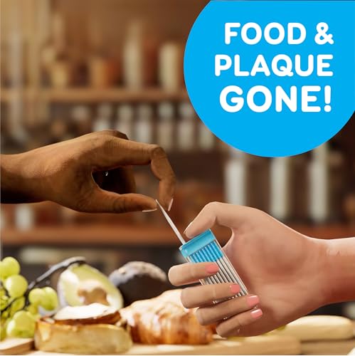 grin softstx gentle dental picks 90 count soft flexible bristles textured plaque removing toothpick minty flavor for between teeth refillable hygienic case for braces bridges and implants