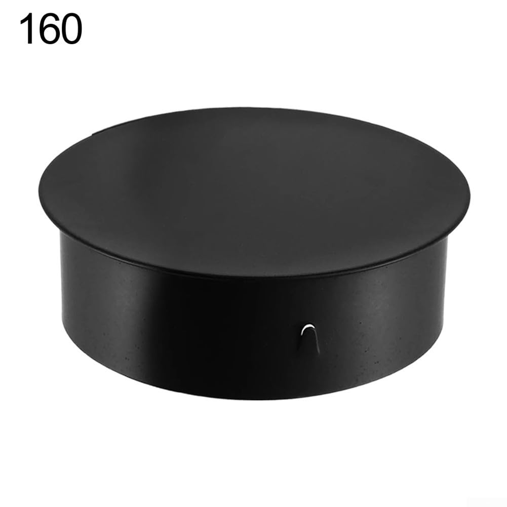 Eawfgtuw Tappo per tubo della stufa, copertura per foro del camino in acciaio inossidabile, resistente al calore, tappo per canna fumaria isolato, nero (160 mm)